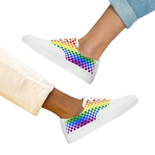 Gay Rainbow Colors Checkers Pride 7 Lace-up Women's Shoes