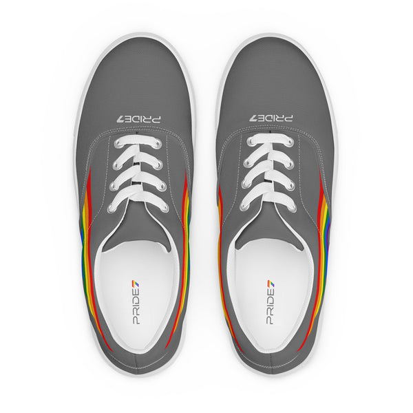 Gay Pride 7 Rainbow Stripes Gray Lace-up Women's Shoes