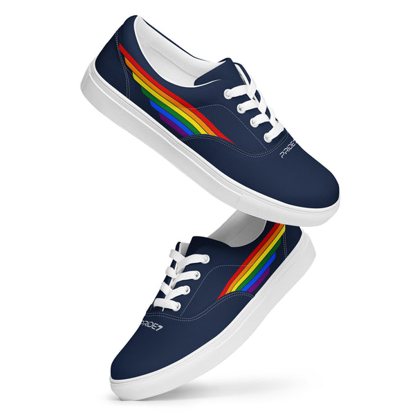 Gay Pride 7 Rainbow Stripes Navy Lace-up Women's Shoes