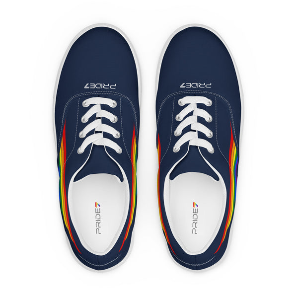 Gay Pride 7 Rainbow Stripes Navy Lace-up Women's Shoes