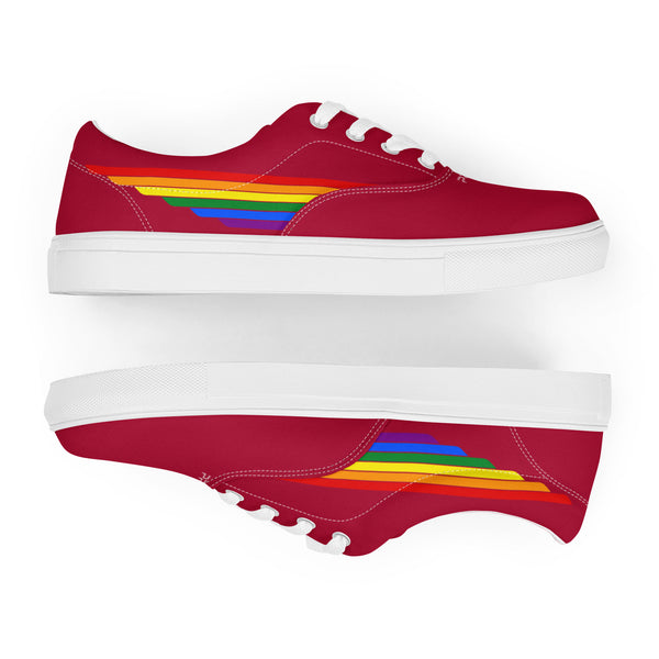 Gay Pride 7 Rainbow Stripes Red Lace-up Women's Shoes