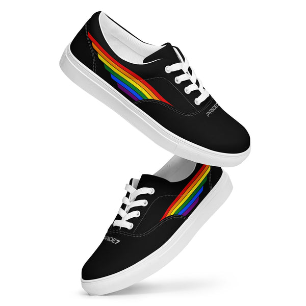 Gay Pride 7 Rainbow Stripes Black Lace-up Women's Shoes