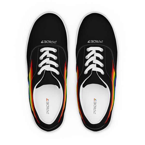Gay Pride 7 Rainbow Stripes Black Lace-up Women's Shoes