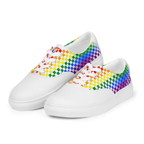 Gay Rainbow Colors Checkers Pride 7 Lace-up Women's Shoes
