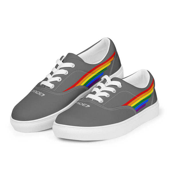 Gay Pride 7 Rainbow Stripes Gray Lace-up Women's Shoes
