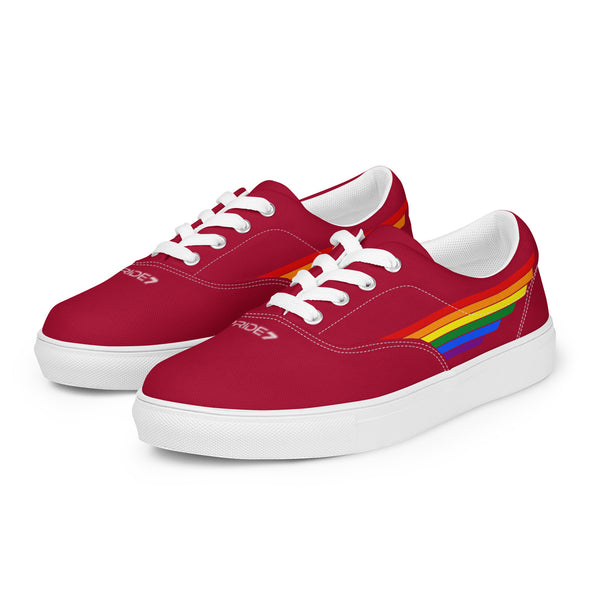 Gay Pride 7 Rainbow Stripes Red Lace-up Women's Shoes