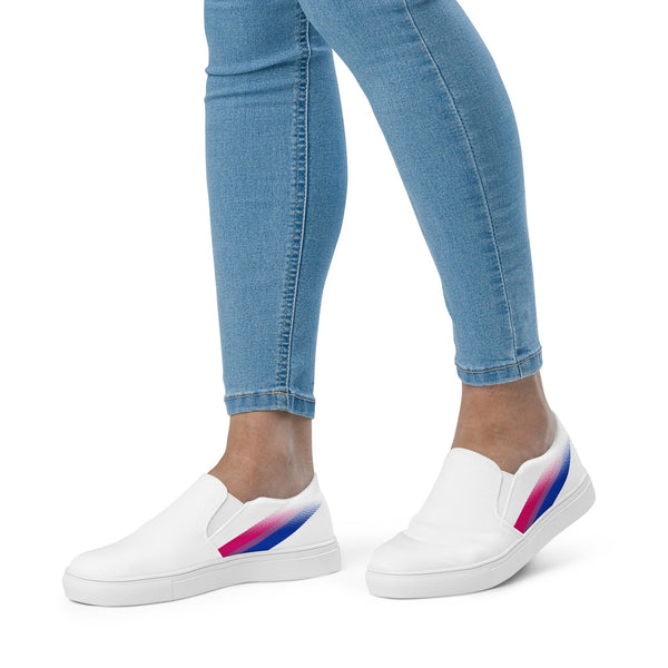 Bisexual Pride Colors Original White Slip-On Shoes