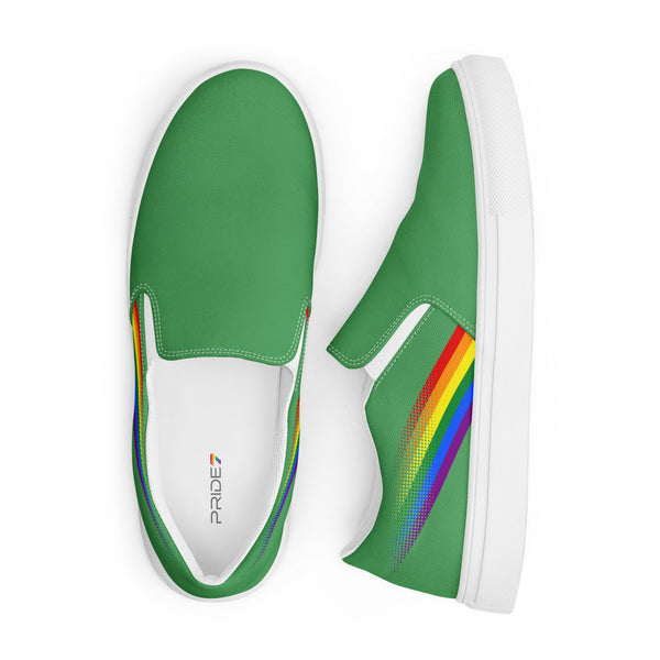 Gay Pride Colors Original Green Slip-On Shoes