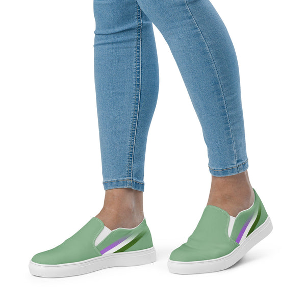 Genderqueer Pride Colors Original Green Slip-On Shoes