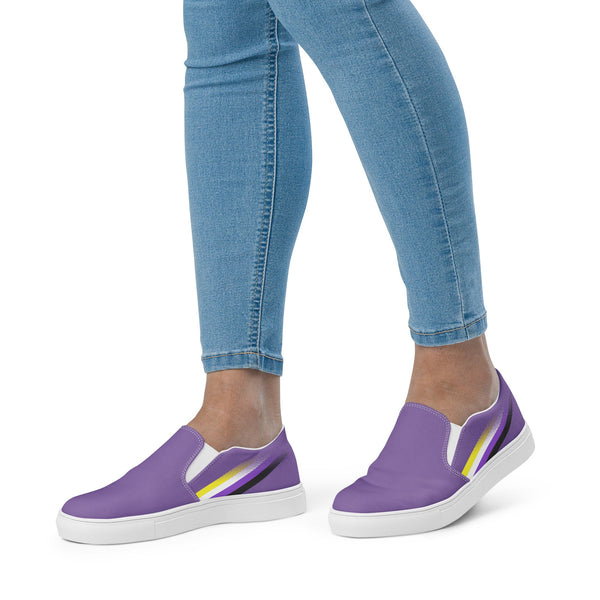 Non-Binary Pride Colors Original Purple Slip-On Shoes