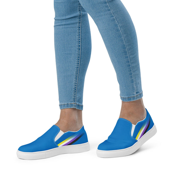 Non-Binary Pride Colors Original Blue Slip-On Shoes