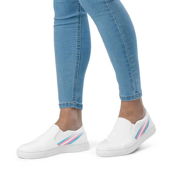 Transgender Pride Colors Original White Slip-On Shoes