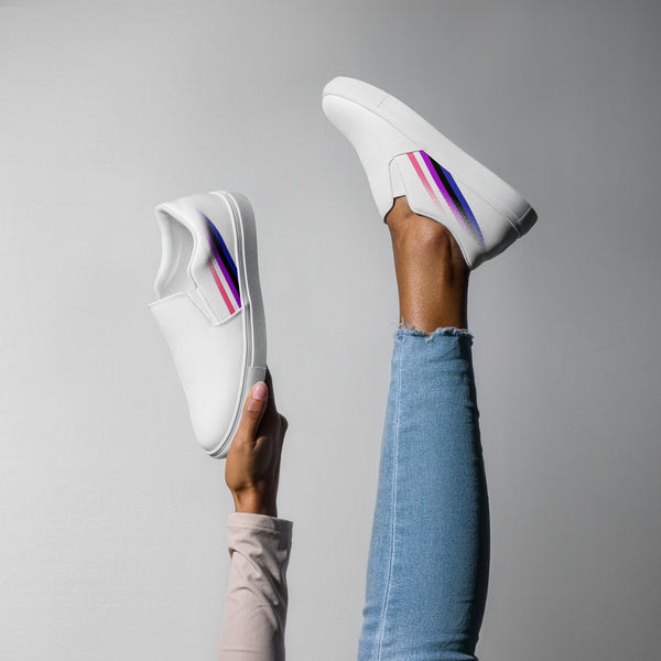 Genderfluid Pride Colors Original White Slip-On Shoes
