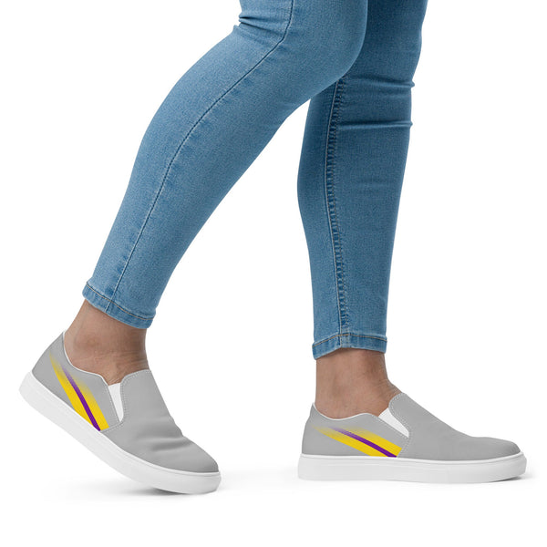 Intersex Pride Colors Original Gray Slip-On Shoes